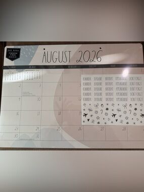 Rae Dunn Blush Pink and Cream Desk Blotter Calendar - Aug 2027 - Dec 2027